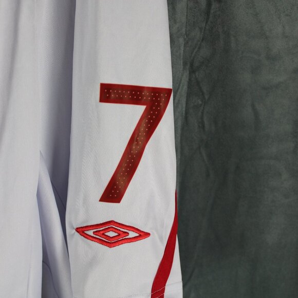 Team England Soccer Shorts (Retro) - Home Whites by Umbro - Men's Large - Picture 3 of 7